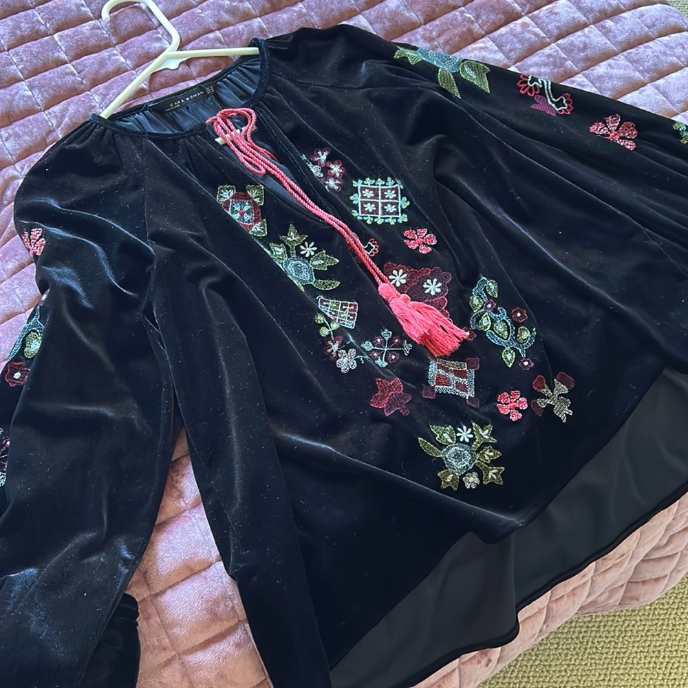 Beautiful velvet top with embroidery
